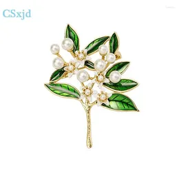 Brooches CSxjd 2024 Arrival White Gardenia Flower Brooch Women Charm Vintage Jewelry