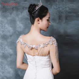 YouLaPan SG23A Tassel Shoulder Shawl for Bride Rhinestone Applique Straps Jewellery Crystal Accessories Wedding Cape Jacket
