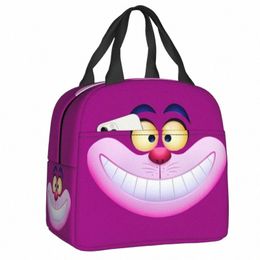 smiling Cheshire Cat Insulated Lunch Bag Reusable Cooler Thermal Bento Box Women Children Food Ctainer Tote Bags B6zq#