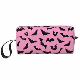pastel Goth Pink Black Bats Cosmetic Bag Women Fi Big Capacity Halen Witch Makeup Case Beauty Storage Toiletry Bags F1Yj#