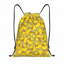 custom Duck Carto Pattern Drawstring Bags Men Women Lightweight Sports Gym Storage Backpack V4MA#