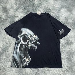 JNCO T Shirt Y2k Hip Hop Skull Print Oversized Tshirt Black Tops Men Women Harajuku Punk Rock Gothic Short Sleeved Shirt 240325