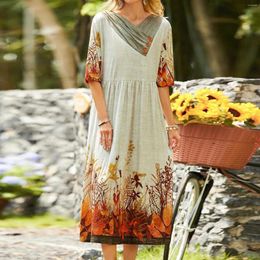 Casual Dresses Floral Elegant Long Dress Women Fashion Summer Beach Party Maxi Sleeve Flower Butterfly Vintage Robe