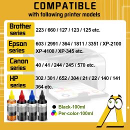 2-5 Pcs 100ML Universal Refill Ink Kit For HP Epson Canon HP Cartridge Inkjet Kodak Printer Ink For Canon 545 546 245 Printer