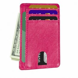 slim Minimalist Wallet, Frt Pocket Wallets, RFID Blocking Credit Card Holder for Men Women t3KH#