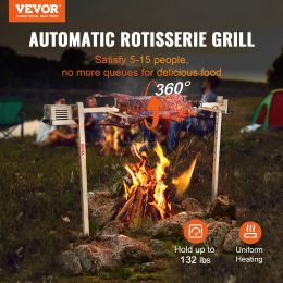 VEVOR Electric BBQ Rotisserie Grill Kit Heavy Duty Grilling Kit, Automatic Motor and Height Adjustable Universal Roaster Stand