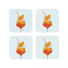 Table Mats Aperol Spritz Coasters Kitchen Placemats Non-slip Insulation Cup Coffee For Decor Home Tableware Pads Set Of 4