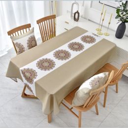 Brushes Modern Bohemian Datura Printing Waterproof Table Tablecloth Wedding Decoration Rectangular Coffee Tablescover Mantel Antimanchas