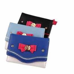 sailor Mo Wallet Purse Candy Colour Bow Knot Women Fi Clutch Bag PU Leather Card Coin Purse e3qu#