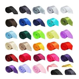 Colorf slipsar solida nacke casual accessoarer otpya polyester 5cm klassisk leverans för bröllop droppe handgjorda mode mager slips m uftpm