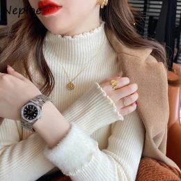 Neploe 2024 Autumn Winter Jersey Mujer Sweater Y2k Turtleneck Solid Color Long Sleeve Jumpers Knitted Pullover Slim Pull Femme