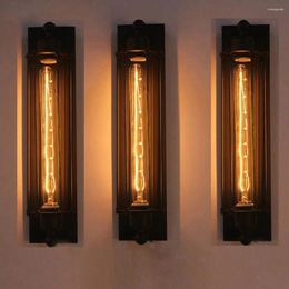 Wall Lamp Vintage Industrial Style Wrought Iron E27 Corridor Home Bedside Light Fixture Indoor Minimalist Bedroom Lamps