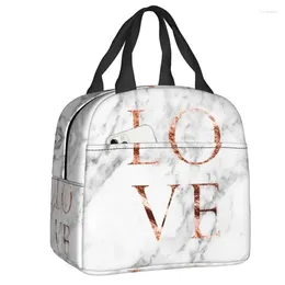 Storage Bags Rose Gold Marble LOVE Resuable Lunch Box Leakproof Modern Abstract Cooler Thermal Food Insulated Bag School Student