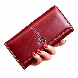 women's Leather Wallet Woman Luxury Lg Wallets Fi Women Purses Mey Bags 2022 Handbags Womens Purse Cards Holder Y0B4#