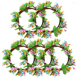 Decorative Flowers 5 Pcs Easter Wreath Door Window Pendant Eggs Decor Creative Hanging Silk Cloth Taper Candles