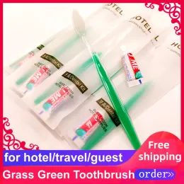 Heads Free Shipping Personal Care Appliance Transparent Grass Greem Frosted Packing Toothbrush Toothpaste Dental Kit Hotel Supplies