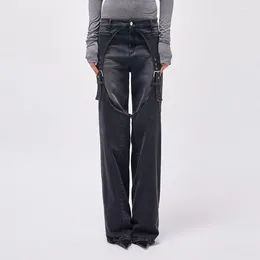 Women's Jeans Denim Pants Autumn 2024 Fashion Casual Splicing Design Loose Fitting Slim Straight Leg High Waist Trousers Y2k Female