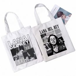 lana Del Rey Printed Fans Bags Women Shopper Shoulder Bag Shop Bags Girls Carto Canvas Fans Handbag High Capacity Tote Bag O1xn#