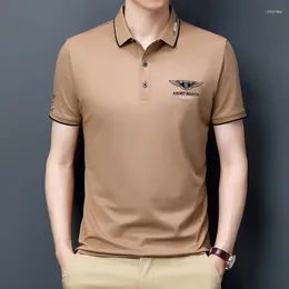 Men's Polos Summer Lapels Polo Shirt Ice Porcelain Cotton Short Sleeve T-shirt Casual Business Embroidery