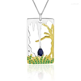 Chains Handmade Diffusion Sapphire Gold Plated Custom 925 Sterling Silver Pendant Necklace Women