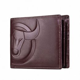 bullcaptain Fi Big Logo Man Wallet High Quality RFID Wallet Coin Purse Compact Mini Card Holder Genuine Leather R6nz#
