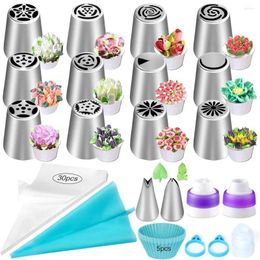 Baking Tools 55 Pcs Russian Piping Tips Cake Decorating Set Supplies Cupcake Rosette Stainless Steel Nozzle Frosting Pastry