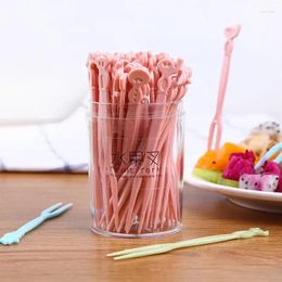 Forks Grade Plastic Cartoon Fork Mini Children's Fruit Lunch Box Accessories For Kids Party Decorations Chopsticks Bar