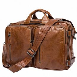 hot Sale Men's Leather Briefcase Bag for Document Laptop s 14 Busin Menger Computer Totes t3xj#