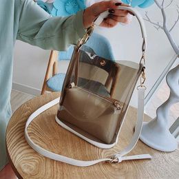 Shoulder Bags Transparent High Quality Handbags Bolsa Feminina Bucket Crossbody Bag Women's 2pcs/set Luxury Handbag Fashion PVC Clear