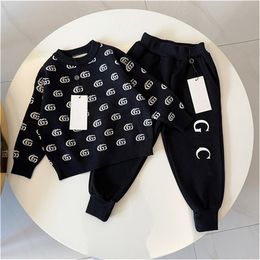 New boys sportswear designer set two-piece wool clothes pure cotton pants casual fashion handsome baby baby set A3