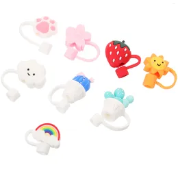 Disposable Cups Straws Silicone Straw Lid Tip Covers Reusable Caps Cute Topper Tips End Drinking Tumbler