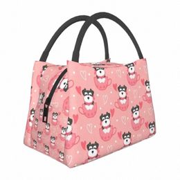 love Teacup Miniature Schnauzer Puppies Insulated Lunch Tote Bag for Women Dog Thermal Cooler Food Lunch Box Work Travel 44m5#