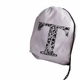 drawstring Bags Black Graphic Alphabet Print Women Yoga Bag Men Sport Bags Drawing Bags White Customise Basketball Bag W5Ap#