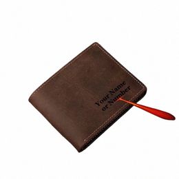 custom Mens Wallets with Names Leather Wallet for Men Genuine Leather Men Wallets Persalised Gifts for Men Drop Ship E50o#