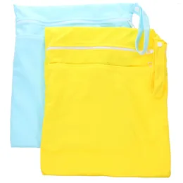 Laundry Bags 2pcs Travel Storage Pouch Large Capacity Wet Bag Zipper Portable