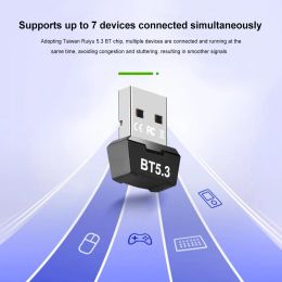 USB Adapter Dongle Portable Music Audio Receiver Transmitter Bluetooth-Compatible 5.3 for PC Speaker Mouse Gamepad