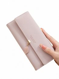 hot Selling spring and summer new women's PU leather Japanese and South Korea small fresh leaf pendant three fold bag large capa p3Pm#
