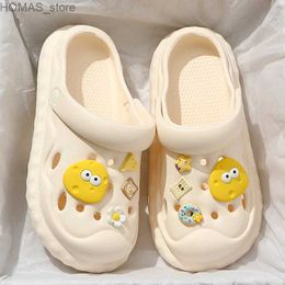 home shoes 2024 New QYCKABY EVA Womens Clogs Shoes Lightweight Plastic Clog Fashion DIY Cartoon Beach Working Sandals With Men Clogs Mules Y240401