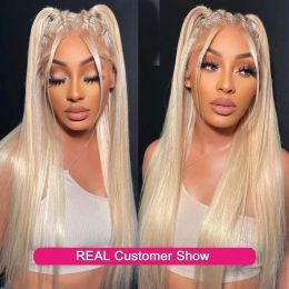 #P10/613 Blonde NEW Highlight Lace Frontal Wigs Human Hair Bone Straight 13x4 Lace Front Wig HD Transparent Lace Wigs For Women