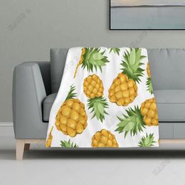 Blankets Pineapples Throw Blanket Summer Tropical Sweet Fruit Irregular Placement Green Yellow Bed Couch Sofa