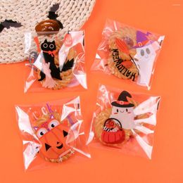 Gift Wrap 100pcs Happy Halloween Candy Cookies Bags Self Adhesive Biscuits Snack Plastic Bag Supplies