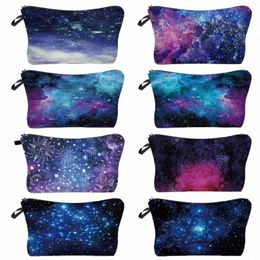 Customise Pretty Colourful Starry Sky Print Makeup Bag Beautiful Landscape Pattern Women's Cosmetic Bags High Quality Coin Purse t1Xb#