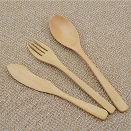 Flatware Sets Chinese Wooden Knife Fork Spoon Set Wood Tableware Dessert