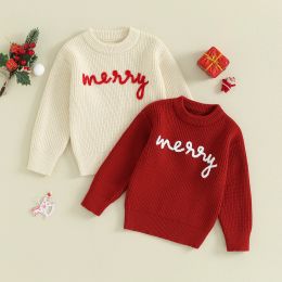 Children Christmas Sweater Jumpers Baby Girls Boy Knitting Clothes Winter Long Sleeve Crew Neck Letter Warm Knitwear Kid Clothes