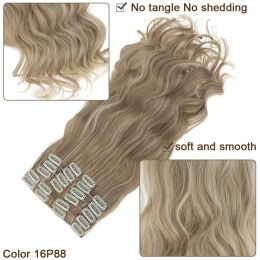 BENEHAIR 180g 12PCS Wavy Clip in Hair Extensions 22" Long Hair Extensions for Women Full Head Heat Resistant Synthetic Hairpiece