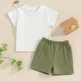 Clothing Sets Toddler Born Baby Boys Summer Outfits Embroidery Short Sleeve T-Shirts Tops Elastic Waist Shorts 2pcs Casual Clothes