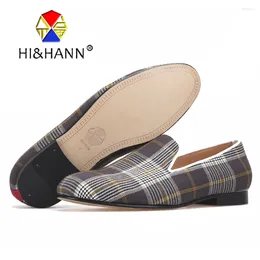 Casual Shoes Luxurious Handmade Men Gingham Loafers British Style Genuine Leather Insole And Bottom Dress Wedding Prom Male's Flats