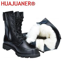 boots Military Boots Steel Toe Outdoor Man Snow Ankle Boots Sheep Fur Work Safety Shoes Hunting Hiking Male Army Tactical Combat Boots