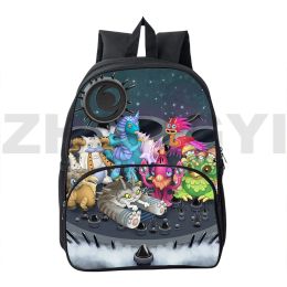 Bags Anime My Singing Monsters Kawaii Backpack Zipper 3D Quality Nylon Travel Leisure Bags for Women Children Harajuku School Bags