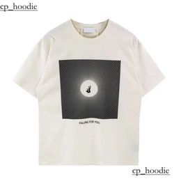 Men's T-shirts Men Women Vintage Heavy Fabric RHUDE BOX PERSPECTIVE Tee Slightly Loose Tops Multicolor Logo Nice Washed 6662